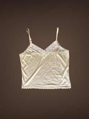 Women's Vintage Heavenly Secrets Cream Lace Camisole Top, Size Medium